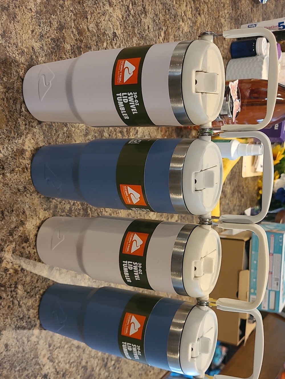 Ozark Trail White & Blue 30 oz Insulated Travel Tumblers - Set of 4